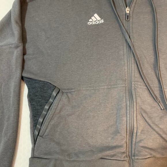 Adidas Grey Zip Up Hoodie Size Medium - Picture 4 of 7